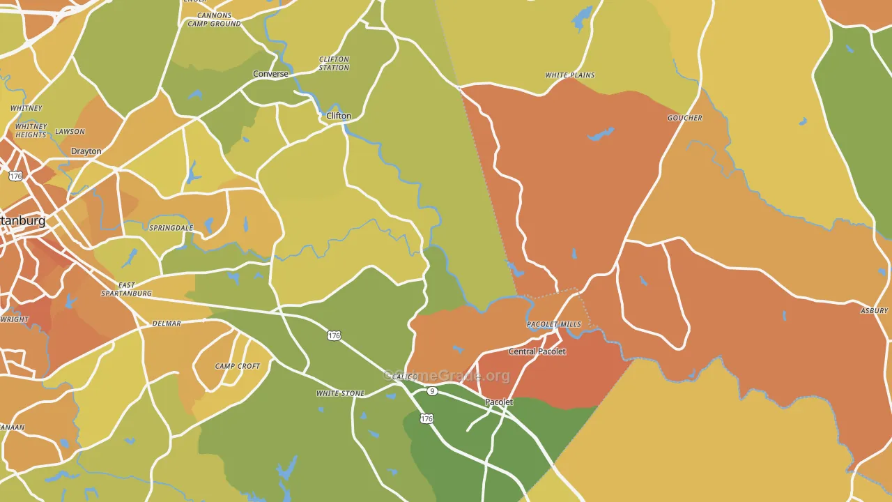 Pacolet Mills, SC Map of Murder Rates
