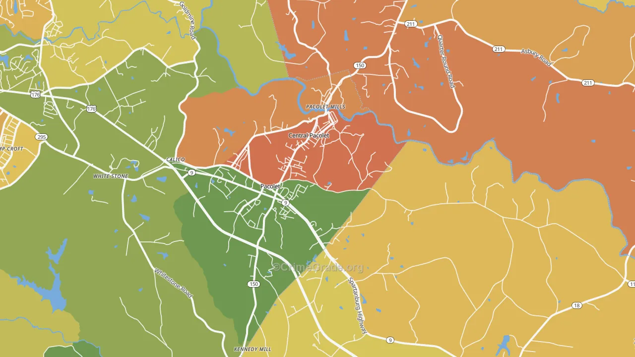 Pacolet, SC Map of Murder Rates