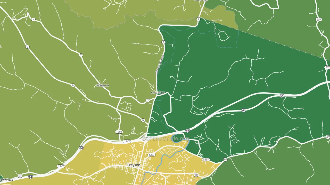 Pactolus, KY Map of Murder Rates