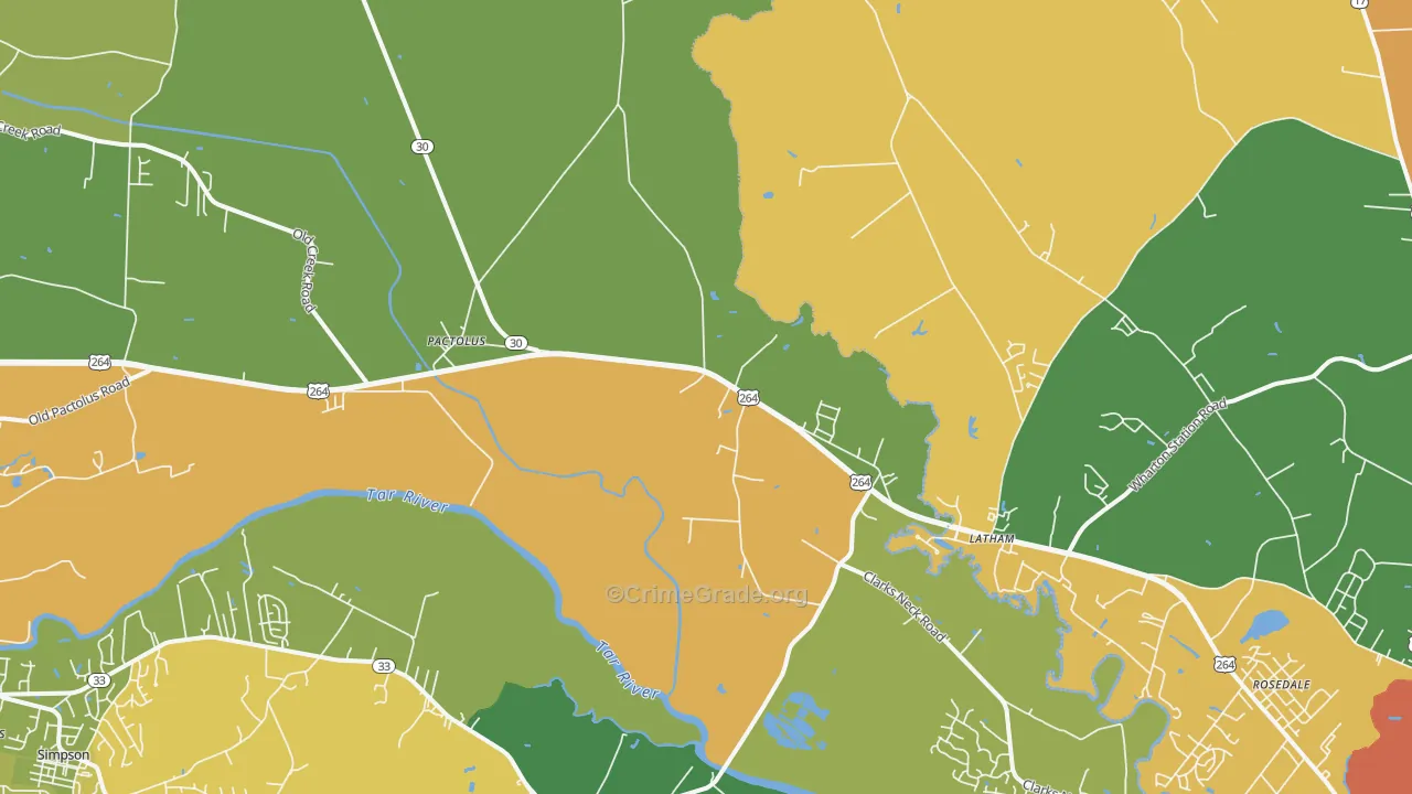 Pactolus, NC Map of Murder Rates