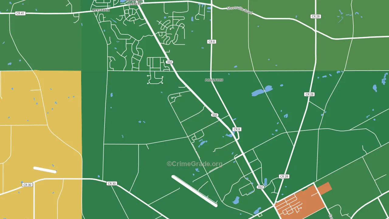 Padelford, NY Map of Murder Rates