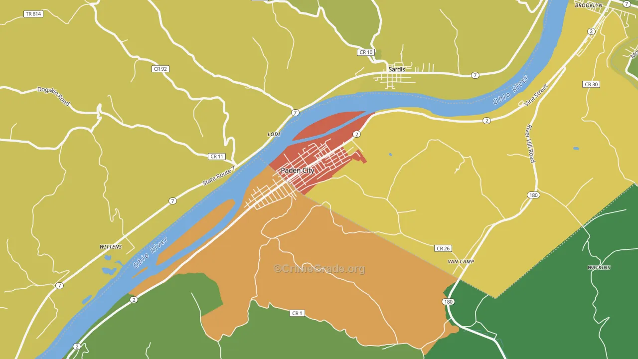 Paden City, WV Map of Murder Rates