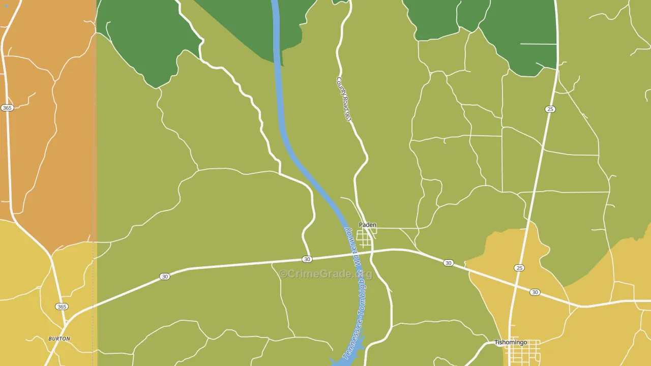 Paden, MS Map of Murder Rates