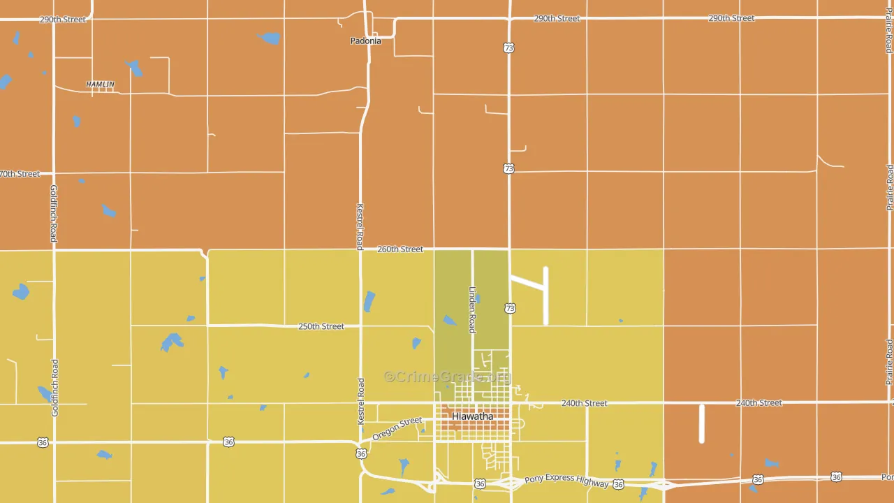 Padonia, KS Map of Murder Rates