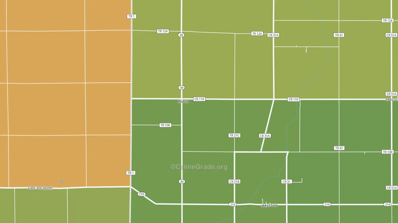 Padua, OH Map of Murder Rates
