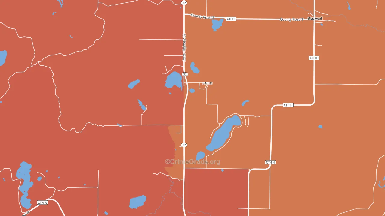 Padus, WI Map of Murder Rates