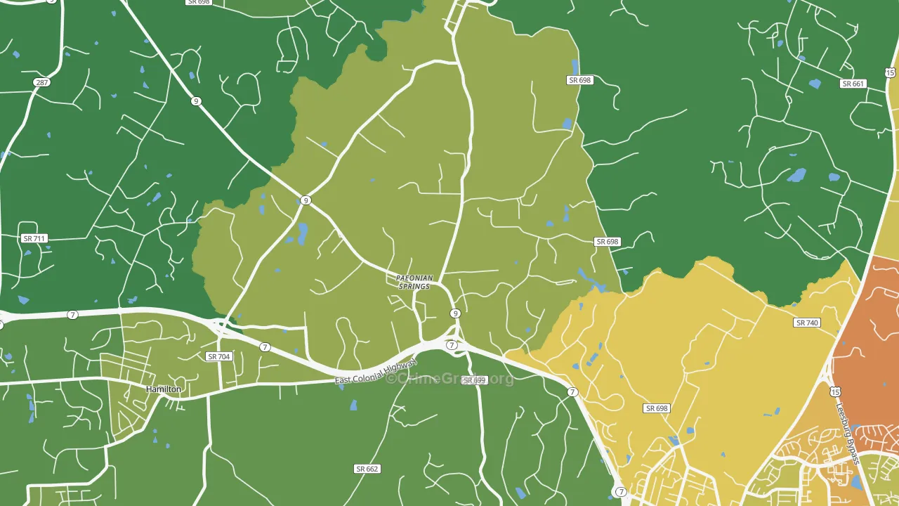 Paeonian Springs, VA Map of Murder Rates