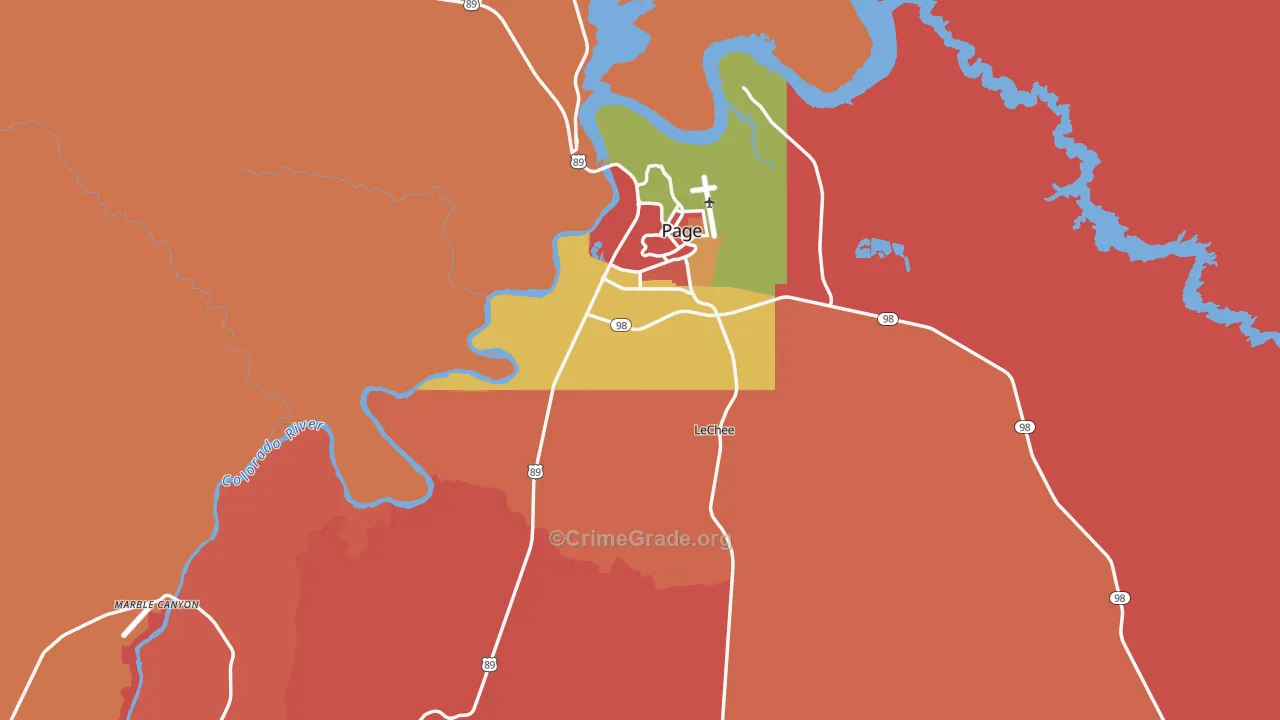 Page, AZ Map of Murder Rates