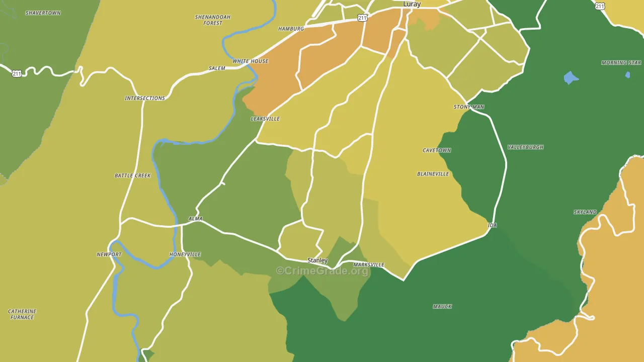 Page County, VA Map of Murder Rates