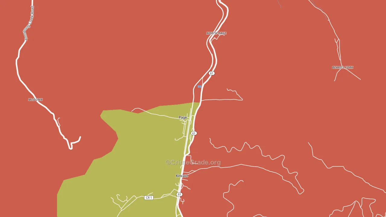 Page, WV Map of Murder Rates