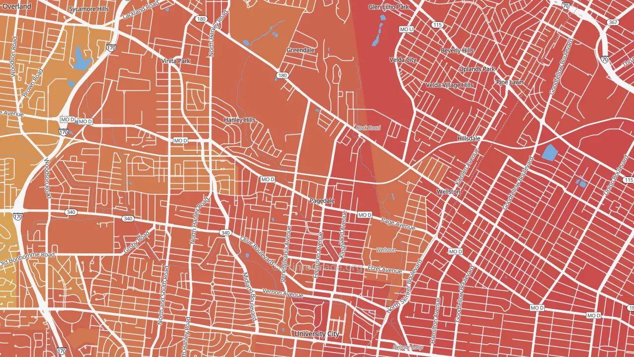 Pagedale, MO Map of Murder Rates