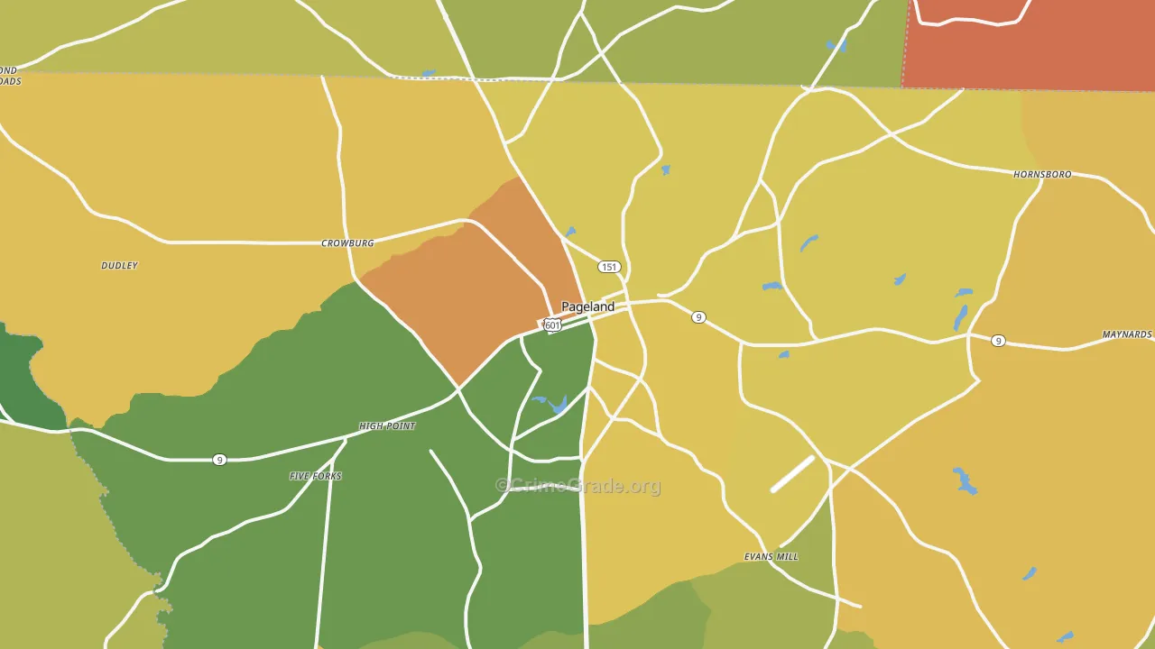 Pageland, SC Map of Murder Rates