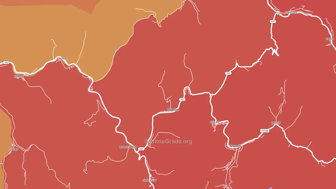 Pageton, WV Map of Murder Rates