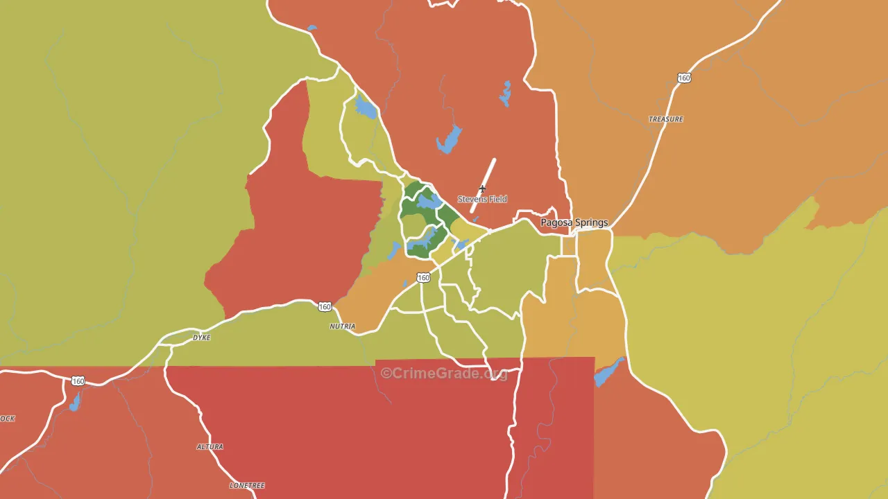 Pagosa Springs, CO Map of Murder Rates