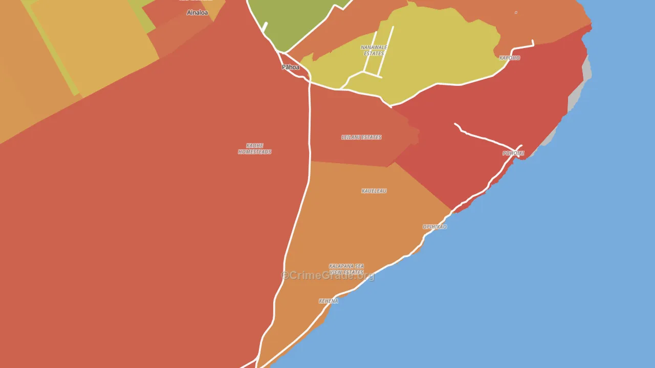 Pahoa, HI Map of Murder Rates