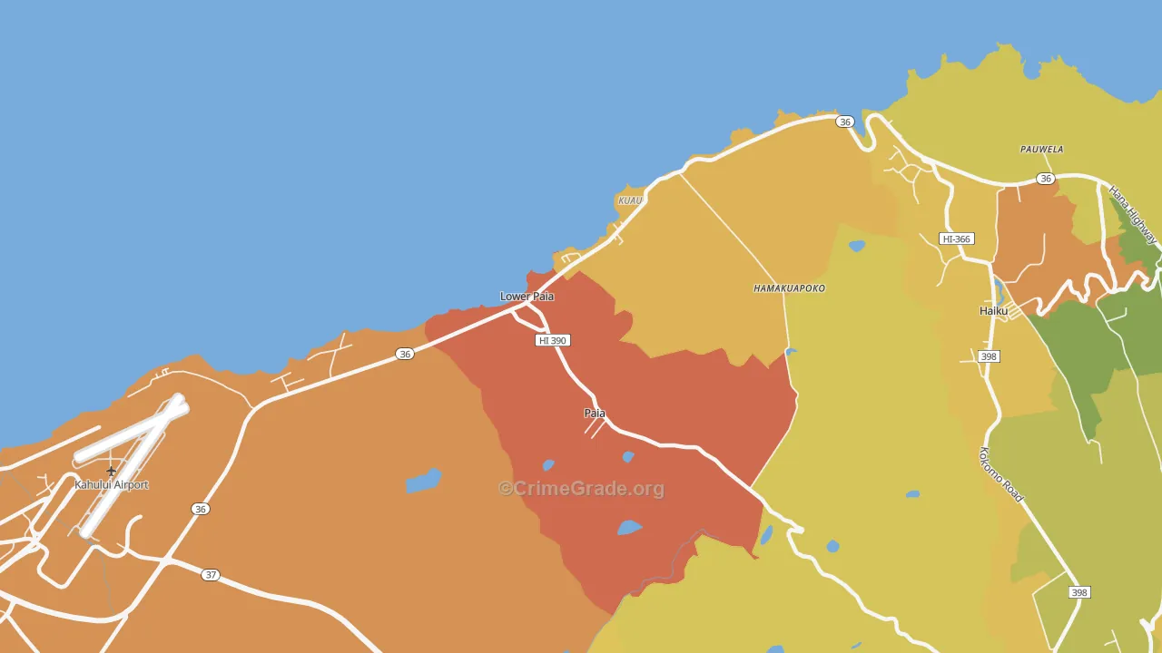 Paia, HI Map of Murder Rates