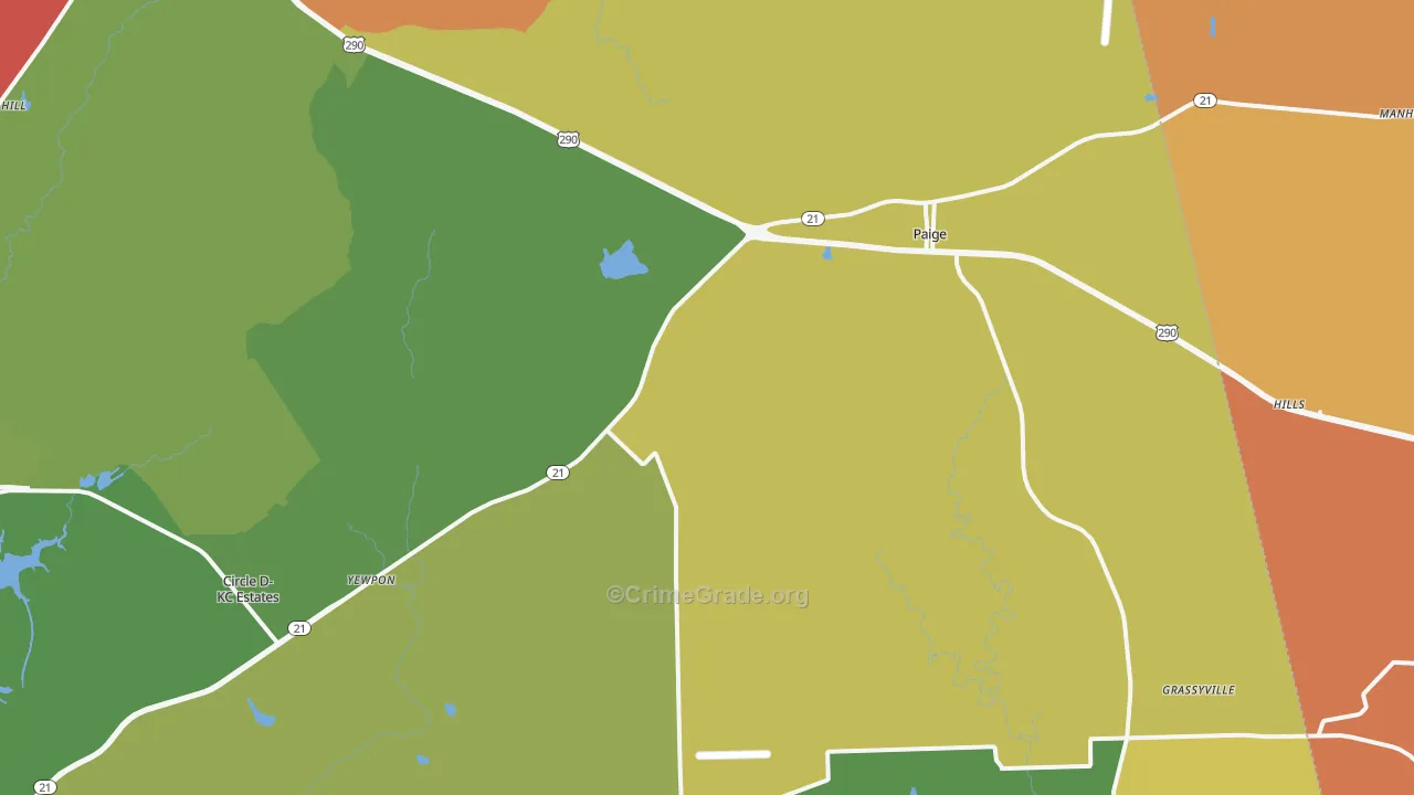 Paige, TX Map of Murder Rates