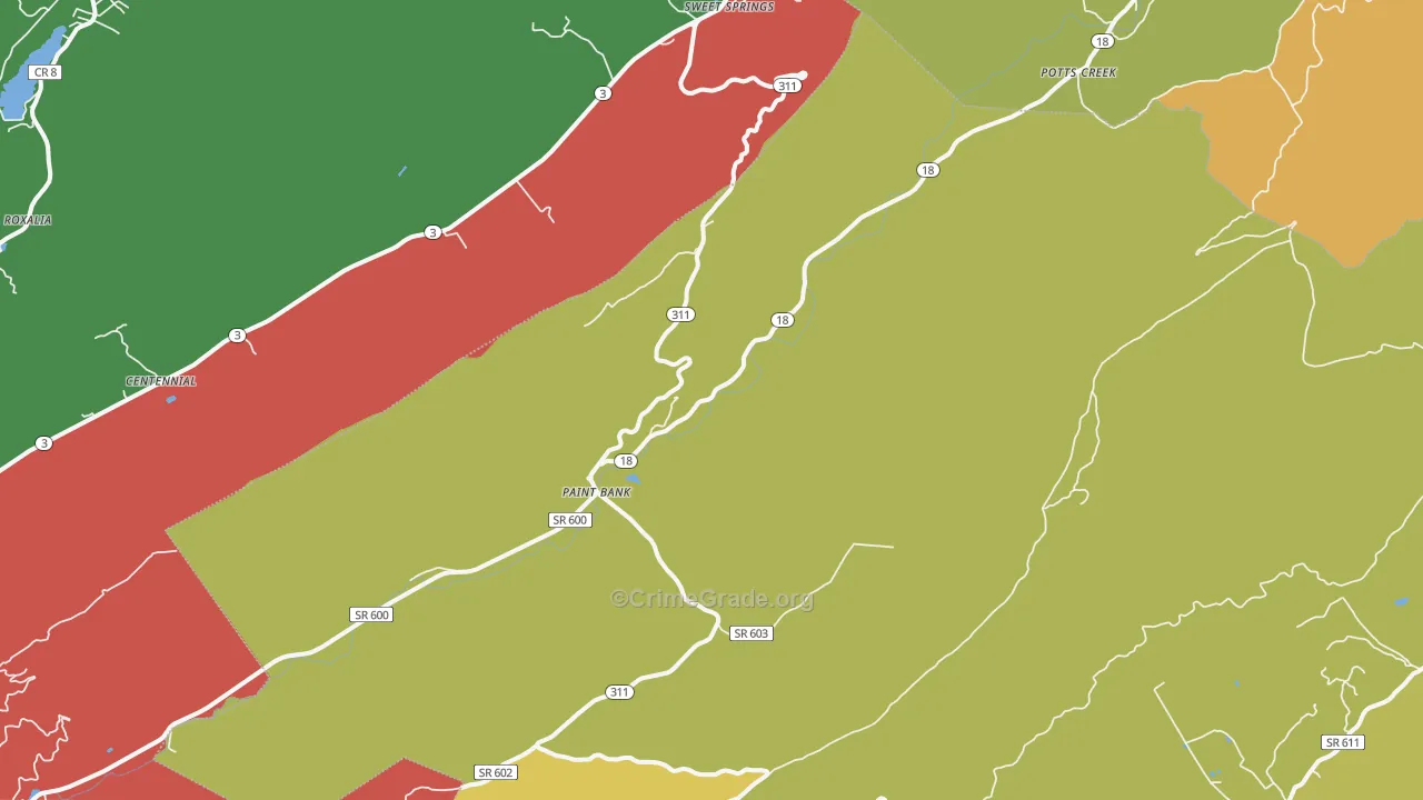 Paint Bank, VA Map of Murder Rates