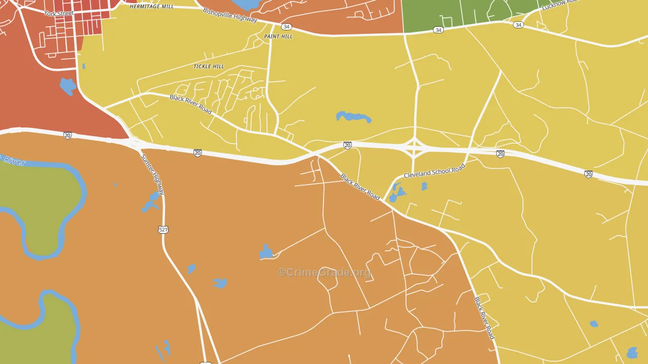 Paint Hill, SC Map of Murder Rates