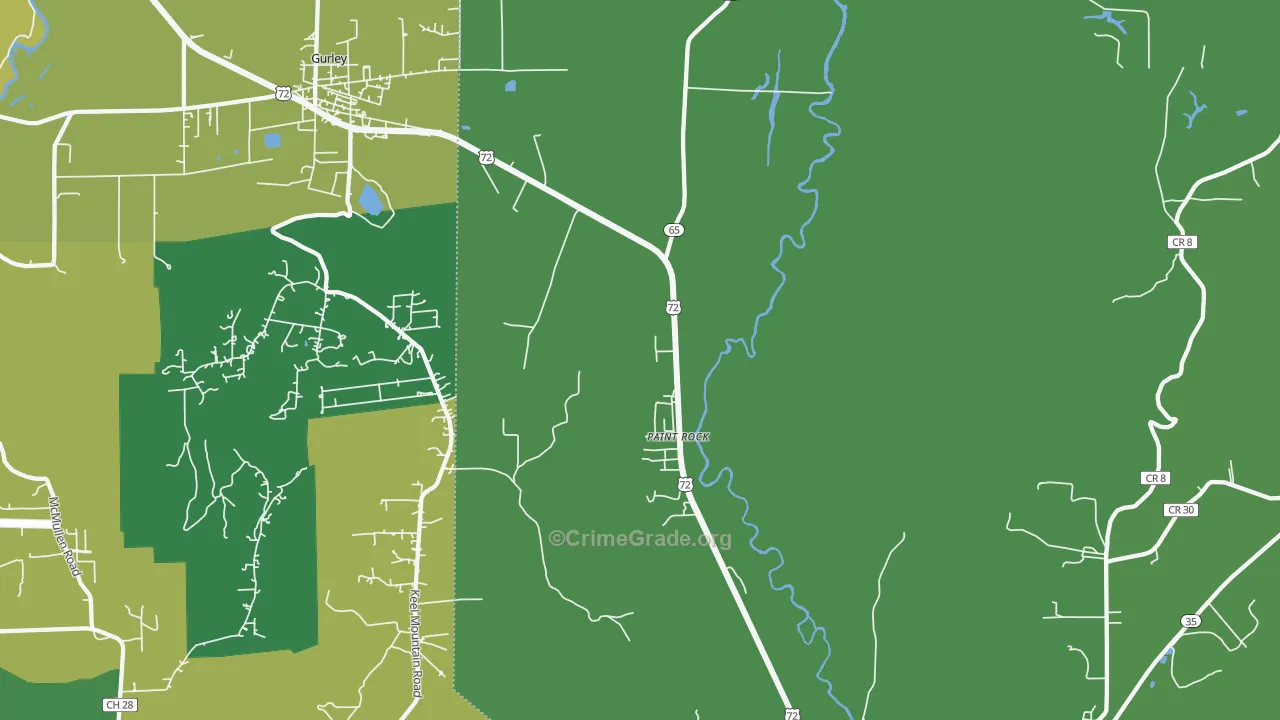 Paint Rock, AL Map of Murder Rates