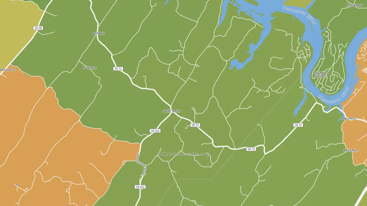 Paint Rock, TN Map of Murder Rates