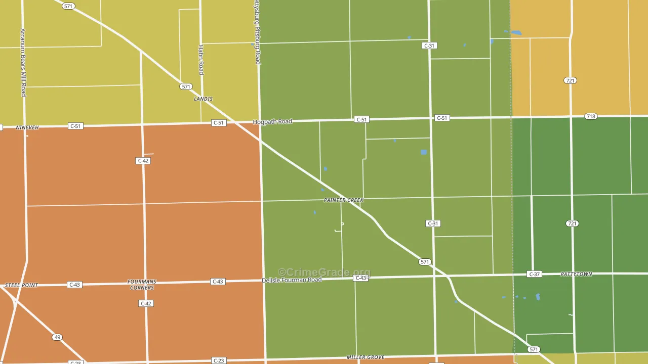 Painter Creek, OH Map of Murder Rates