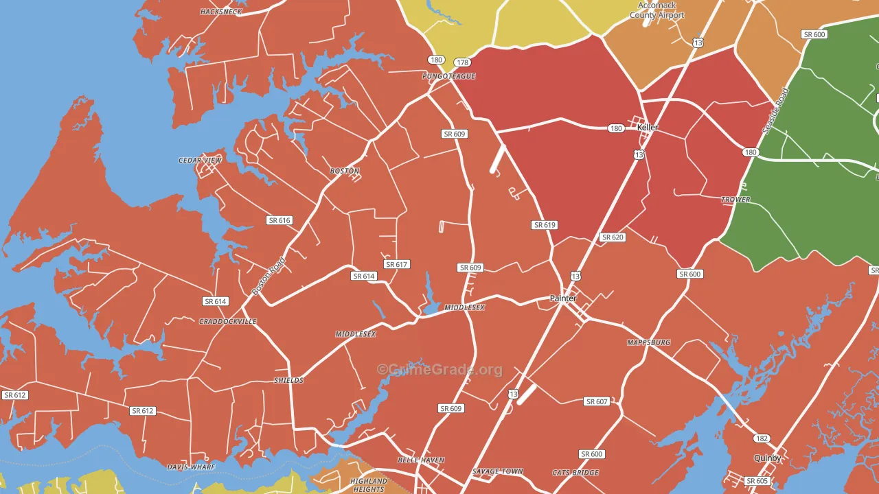 Painter, VA Map of Murder Rates