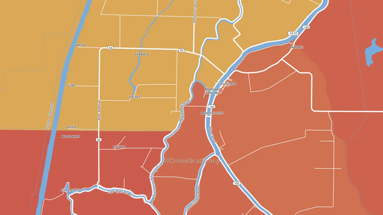 Paintersville, CA Map of Murder Rates