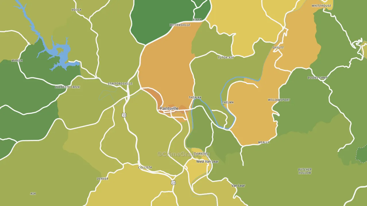 Paintsville, KY Map of Murder Rates