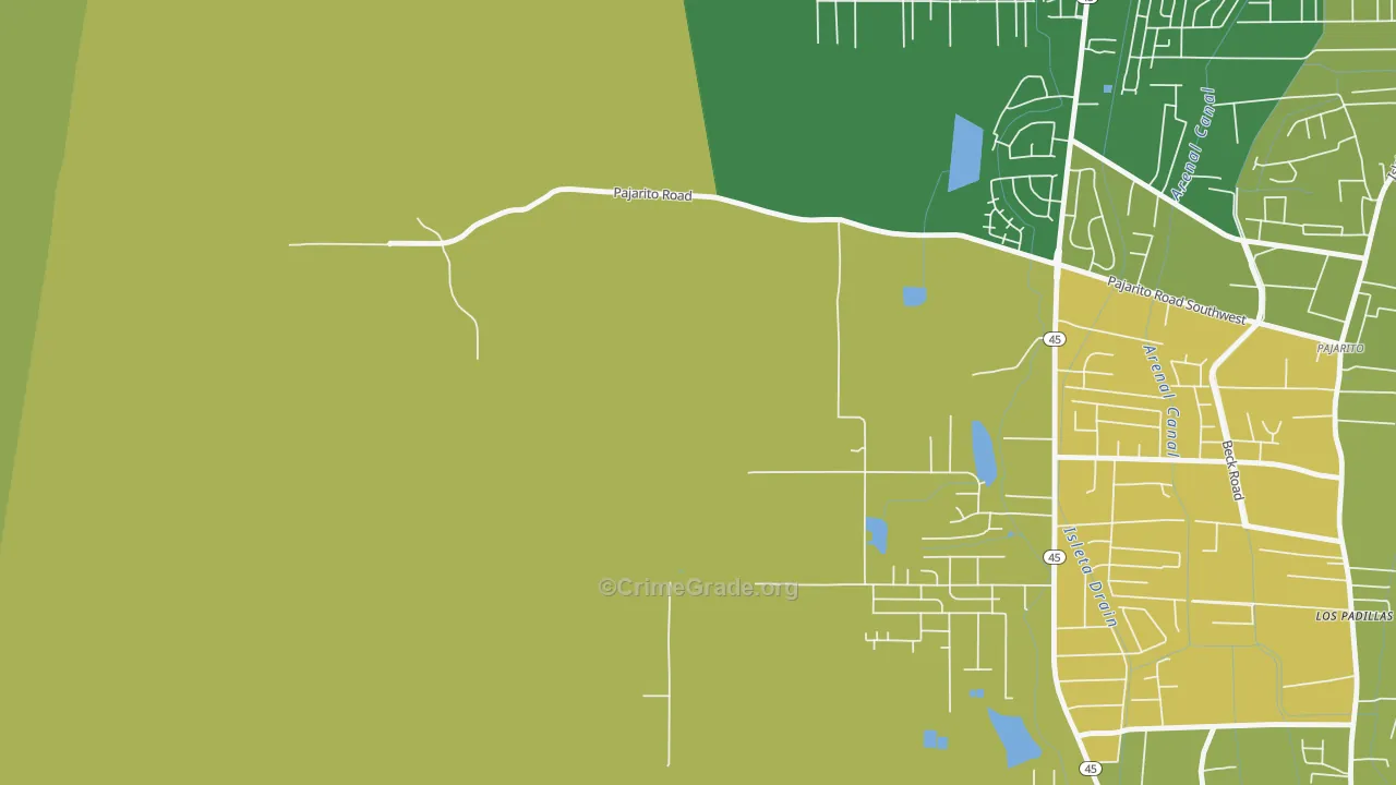 Pajarito, NM Map of Murder Rates