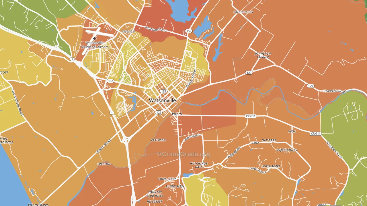 Pajaro, CA Map of Murder Rates
