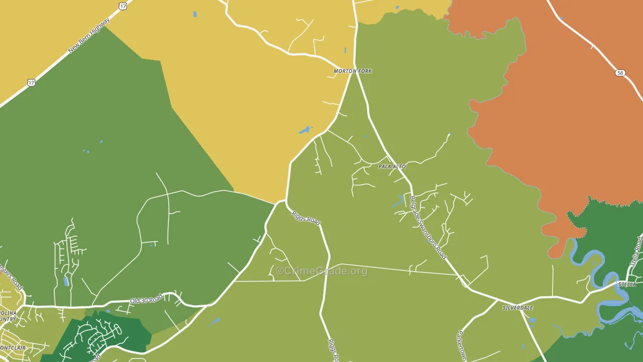 Pala Alto, NC Map of Murder Rates
