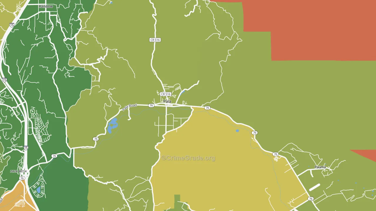 Pala, CA Map of Murder Rates