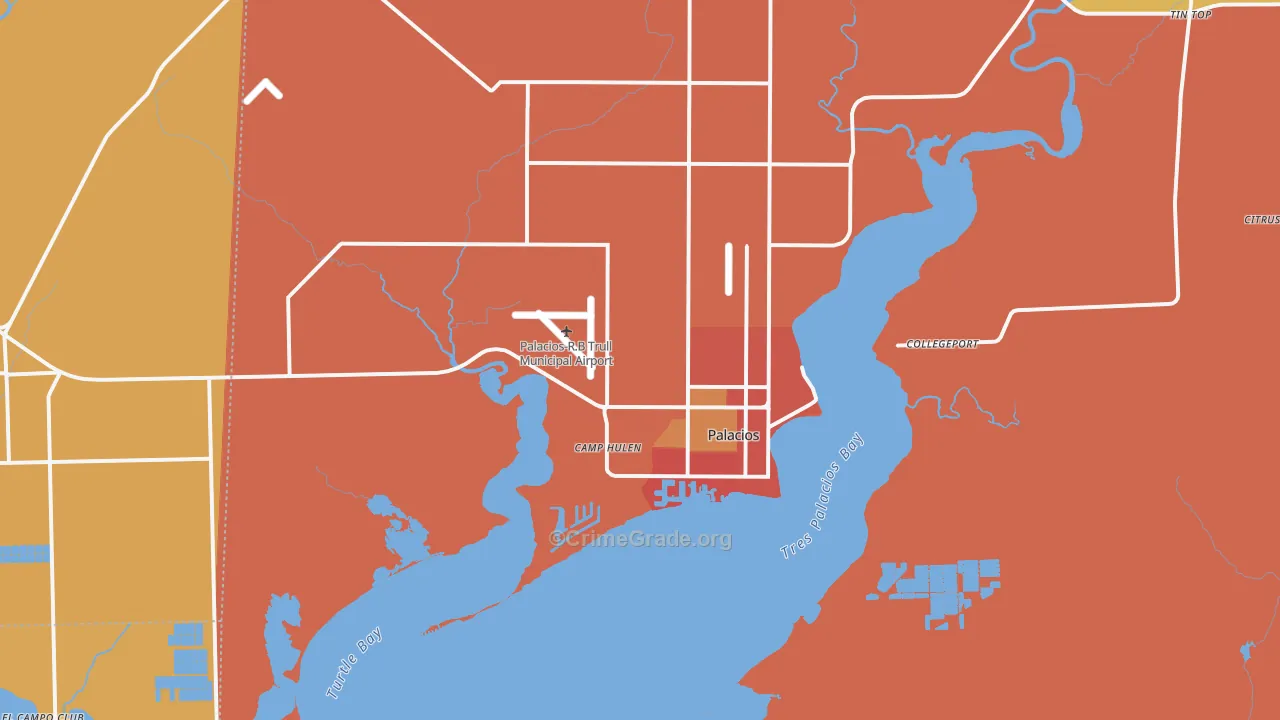 Palacios, TX Map of Murder Rates