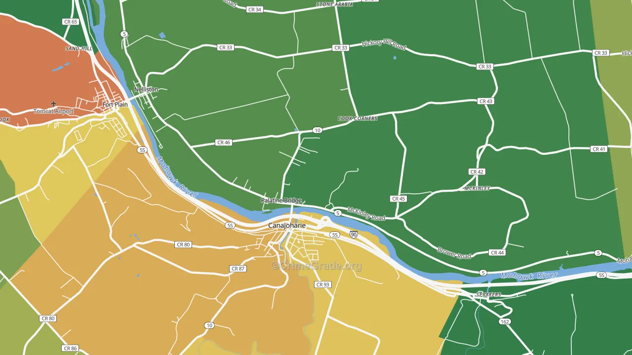 Palatine Bridge, NY Map of Murder Rates