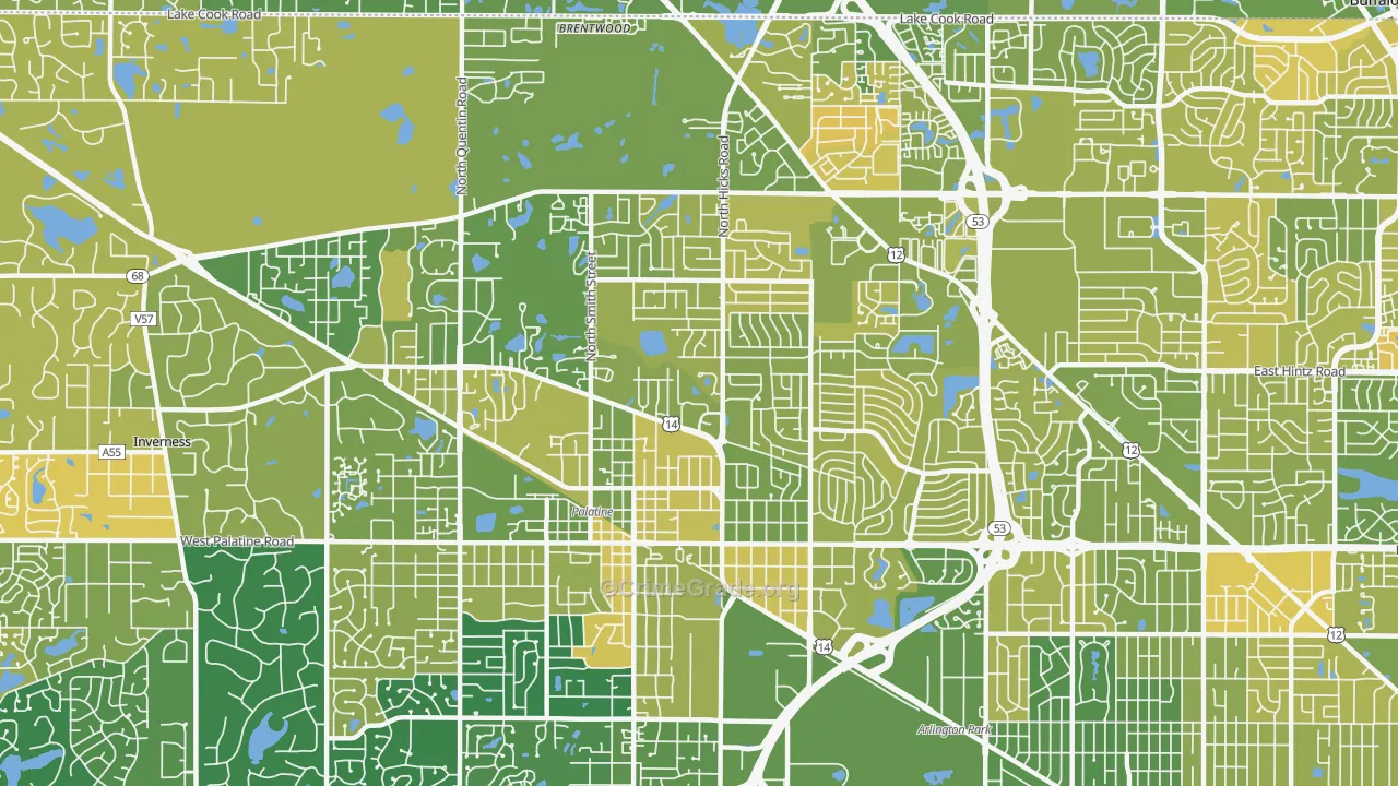 Palatine, IL Map of Murder Rates