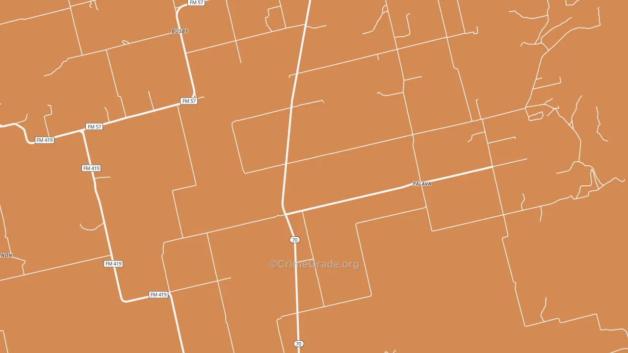 Palava, TX Map of Murder Rates
