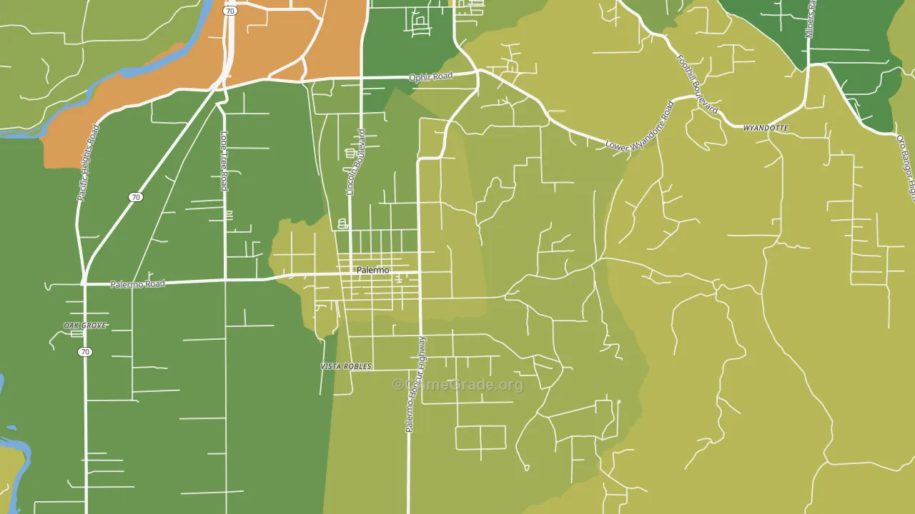 Palermo, CA Map of Murder Rates