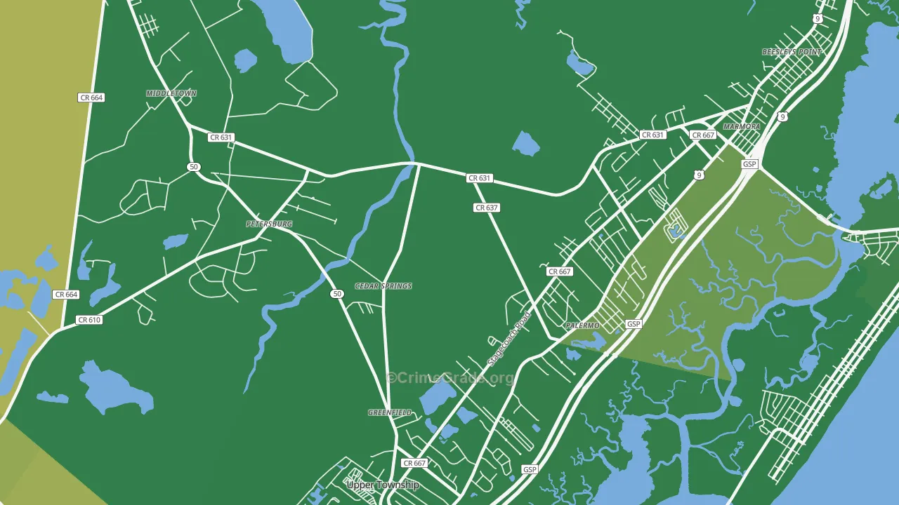 Palermo, NJ Map of Murder Rates