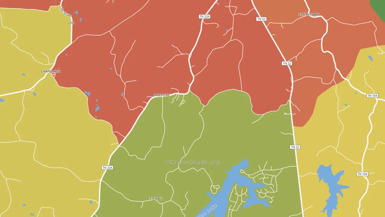 Palestine, TN Map of Murder Rates