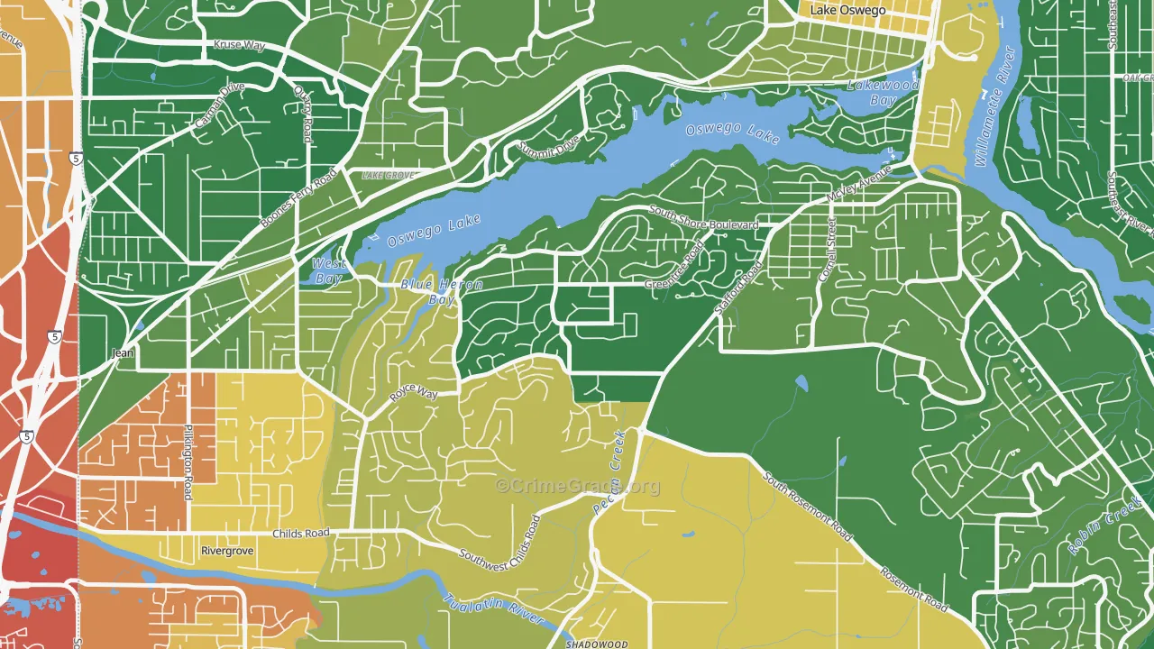 Palisades, Lake Oswego, OR Map of Murder Rates