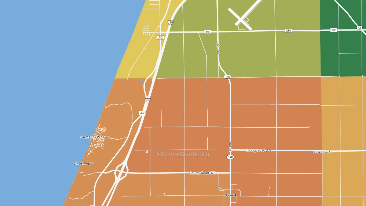 Palisades Park, MI Map of Murder Rates