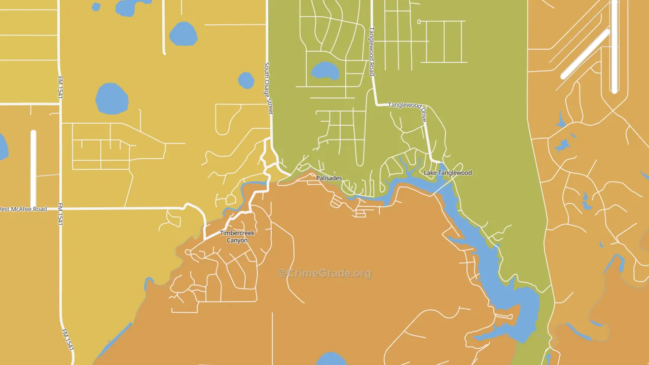 Palisades, TX Map of Murder Rates