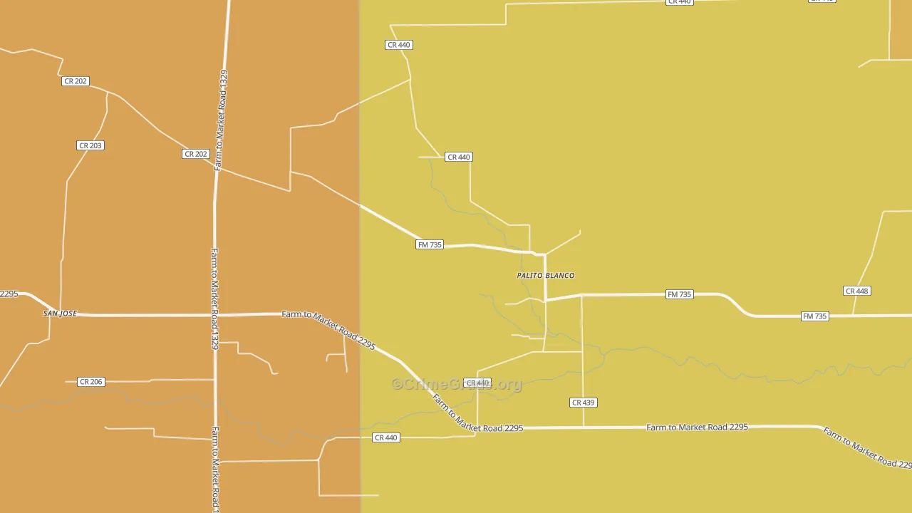Palito Blanco, TX Map of Murder Rates