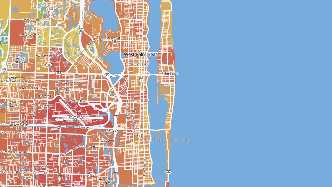 Palm Beach, FL Map of Murder Rates