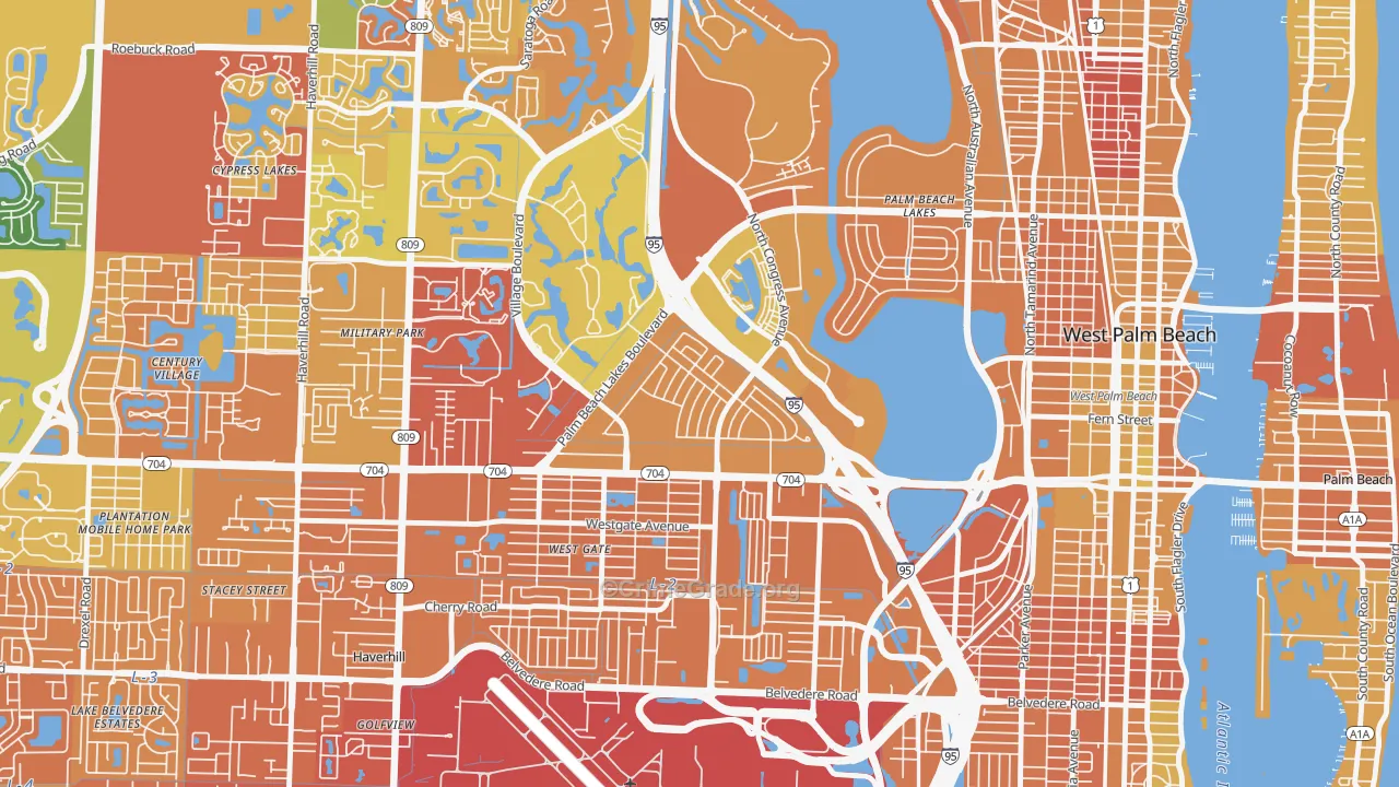 Palm Beach Lakes, West Palm Beach, FL Map of Murder Rates
