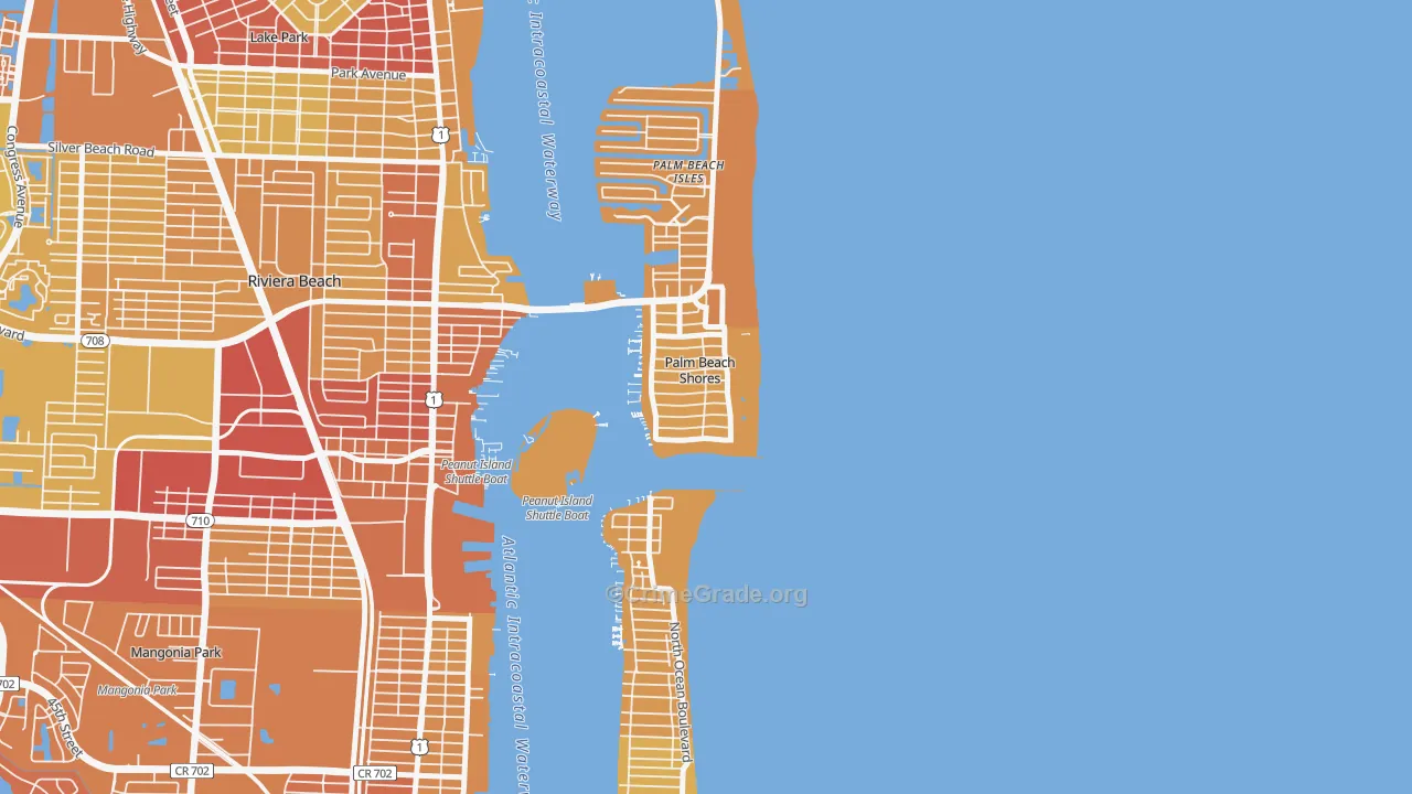 Palm Beach Shores, FL Map of Murder Rates