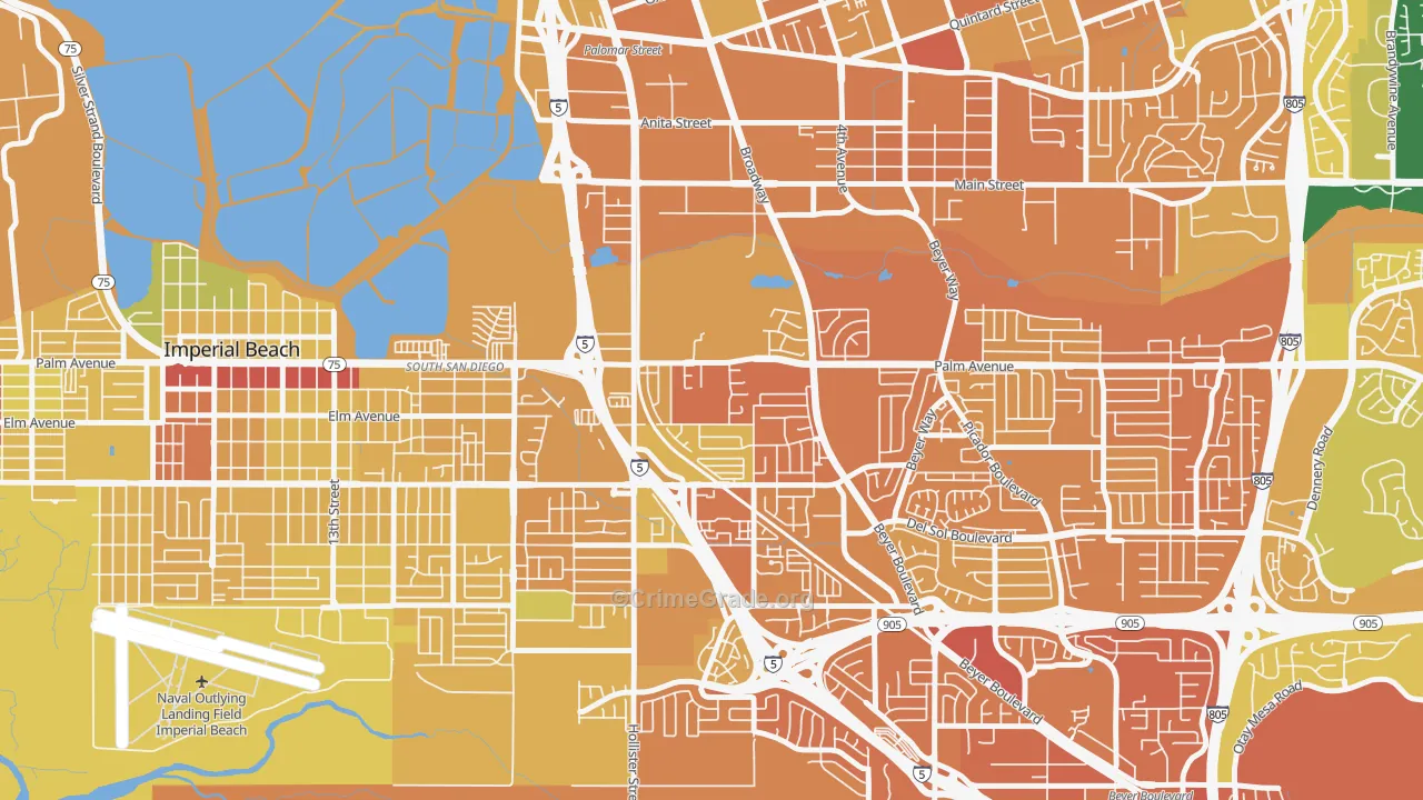 Palm City, San Diego, CA Map of Murder Rates