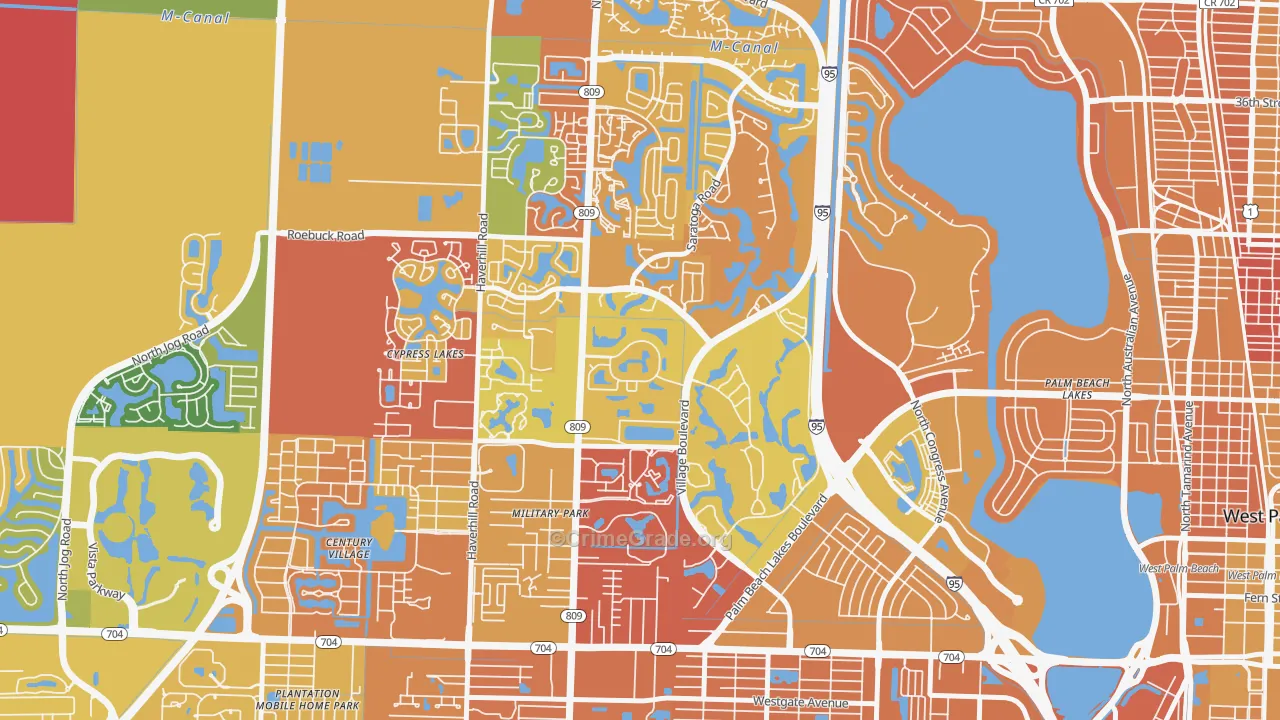 Palm Club Village, West Palm Beach, FL Map of Murder Rates