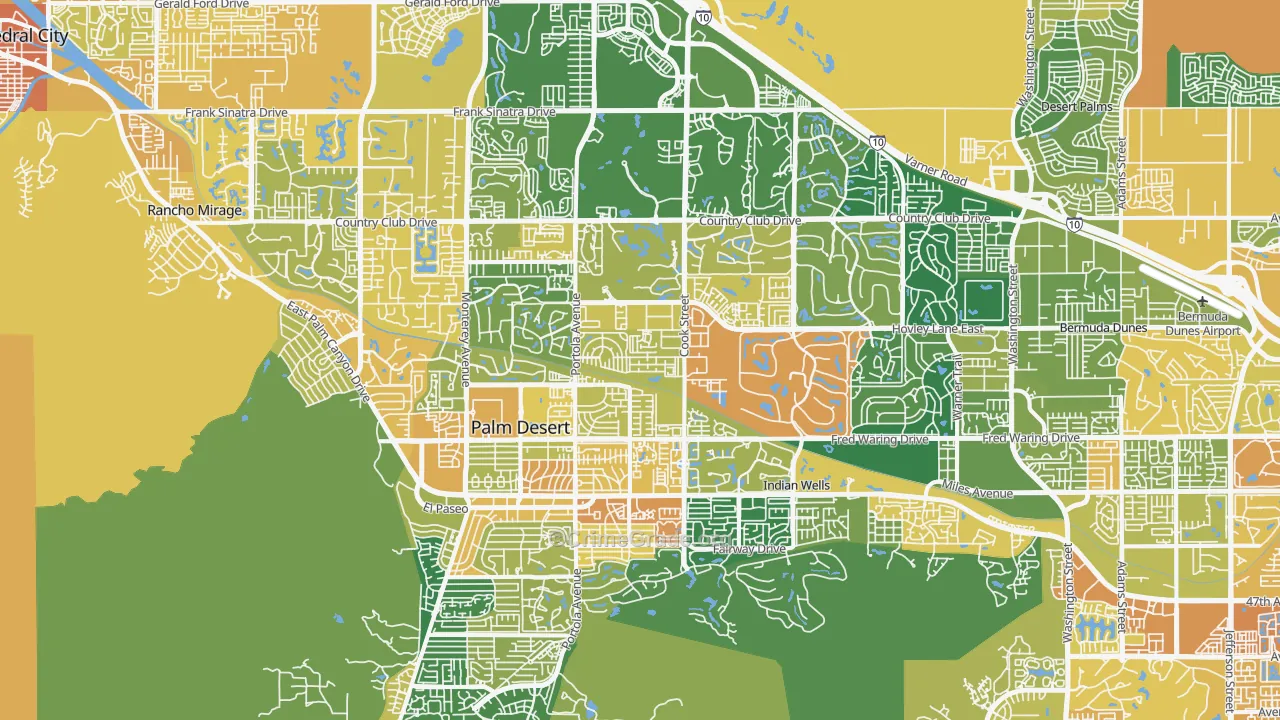 Palm Desert, CA Map of Murder Rates